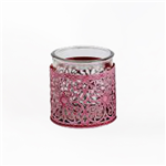 Lanterna em Zinco vermelho com Vidro 10x10.5cm